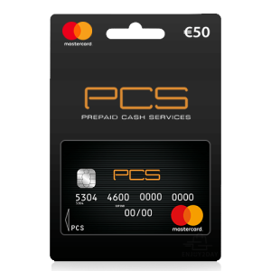 50 euro PCS Mastercard prepaid creditcard